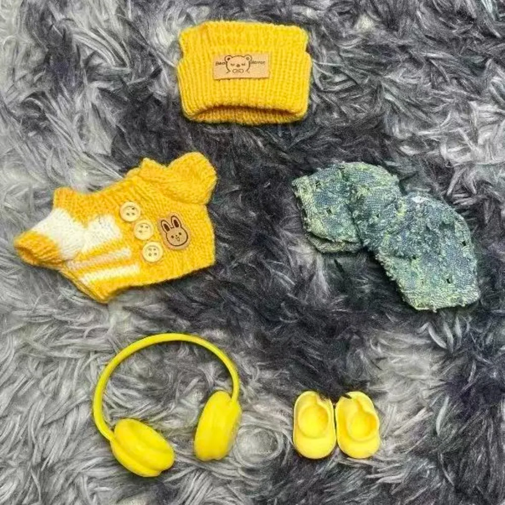 For 15-17cm Labubu Doll Accessories Outfit Clothes Bear Label Hat Love Sweater Set Cute Decoration Little Clothes Toy Collectors