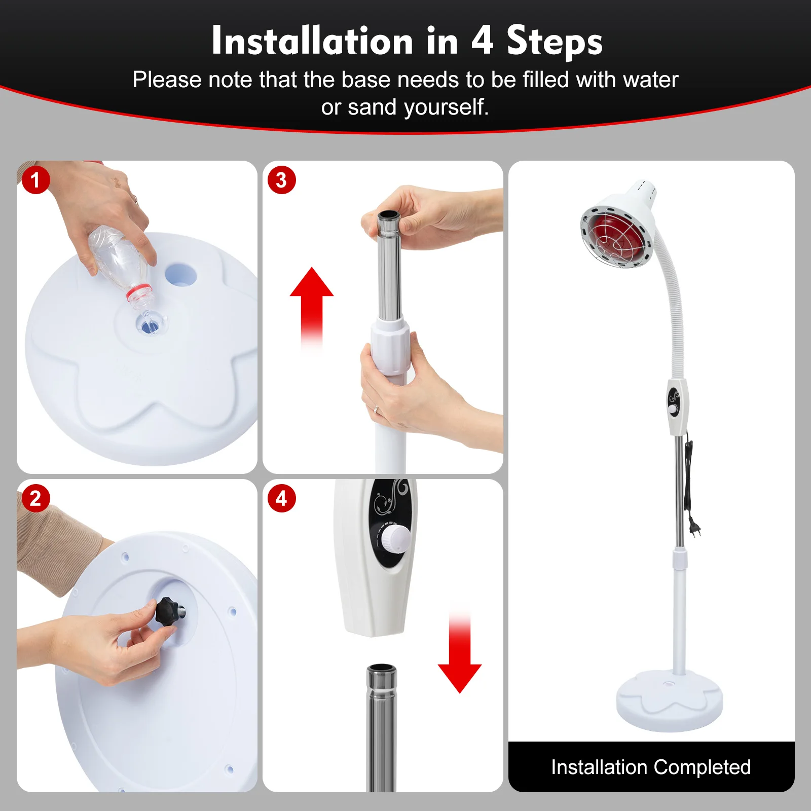 Imagem -05 - Lâmpada Rotatable da Terapia da Luz Vermelha com Suporte Lâmpada de Calor Infravermelha 360 ° 110v 220v 275w