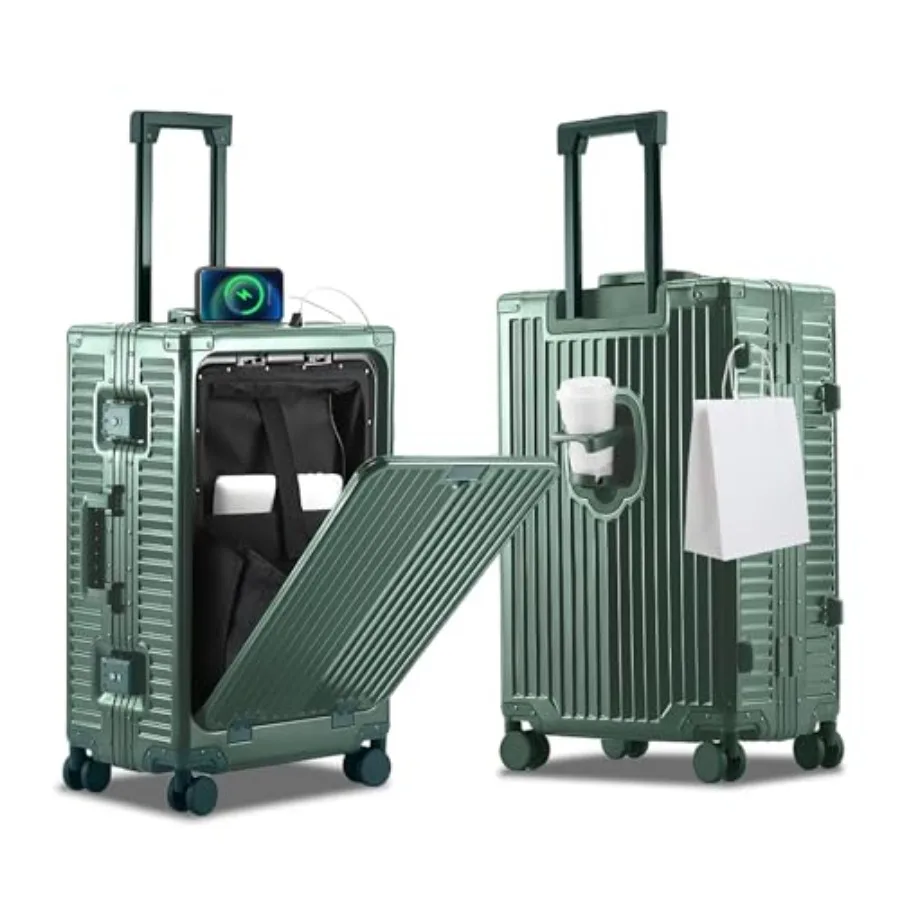 

All Aluminium Luggage With Spinner Wheels Lightweight PC hardside Rolling Suitcase, Built-In TSA lock Carry on Suitcase, with C