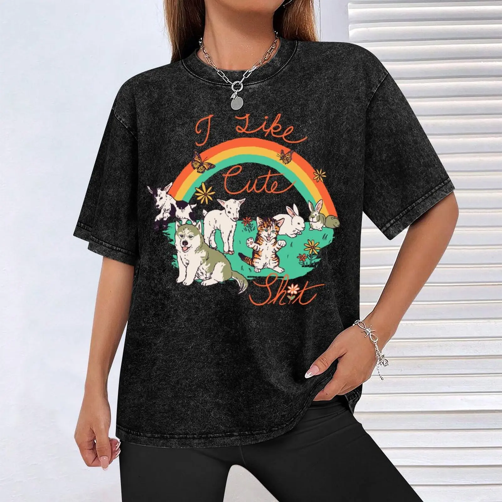 Vintage Washed Black Chicken Themed T-Shirt Retro “Chicken Daddy” Slogan Casual Streetwear for Men & Women Trendy Summer Top