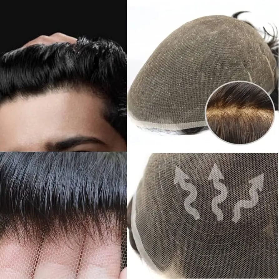 

Swiss Lace Men Toupee Full Lace Base Human Hair Systems Unit Men's Wig Breathable Male Capillary Prothesis Natural Wig For Men
