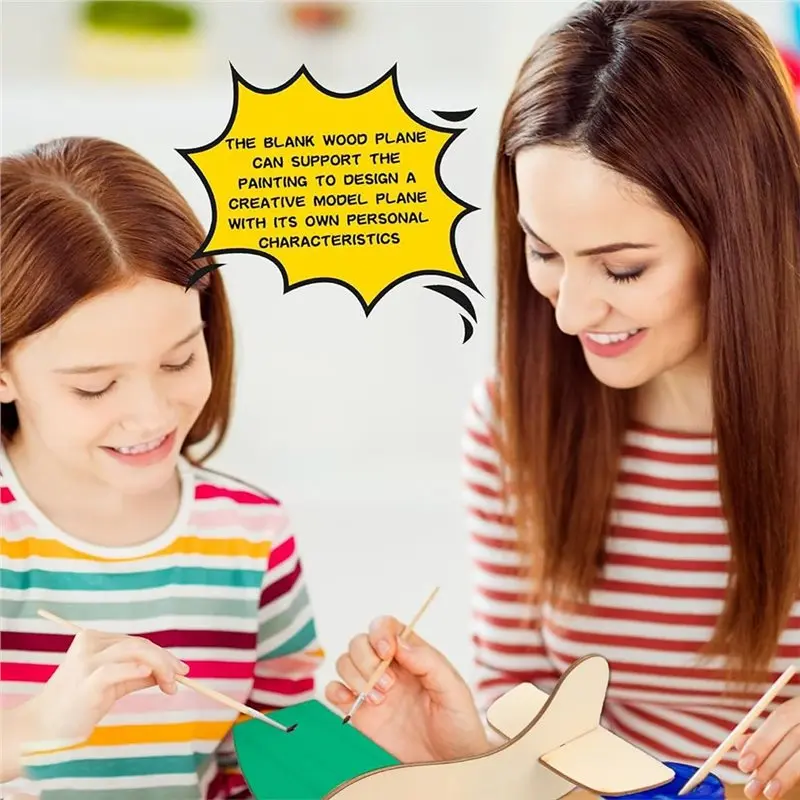 WOWFU-24Pcs Wooden Blank Airplane DIY Crafts Kids Painting Birthday Party Favors Glider Gift Unfinished Wood Plane Model