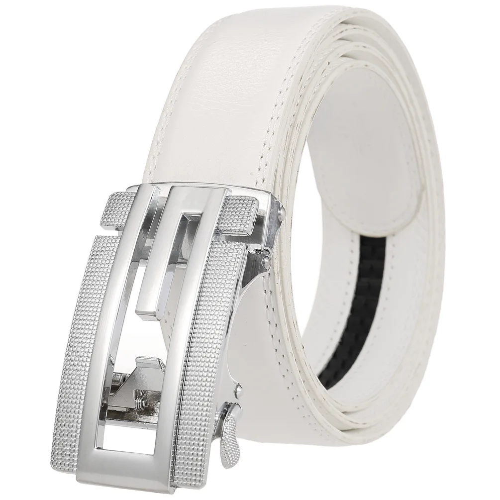 Luxury Solid Color Leather Belt for Men Casual Smooth Buckle Designer Waistband New Wholesale LY136-23039-1