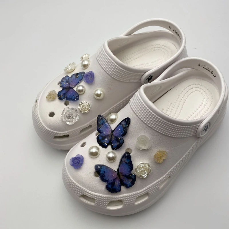 Breloques de chaussures bricolage 3D stéréo perle fleur papillon décoration boucle pour trou chaussure breloques accessoires fille fête cadeau