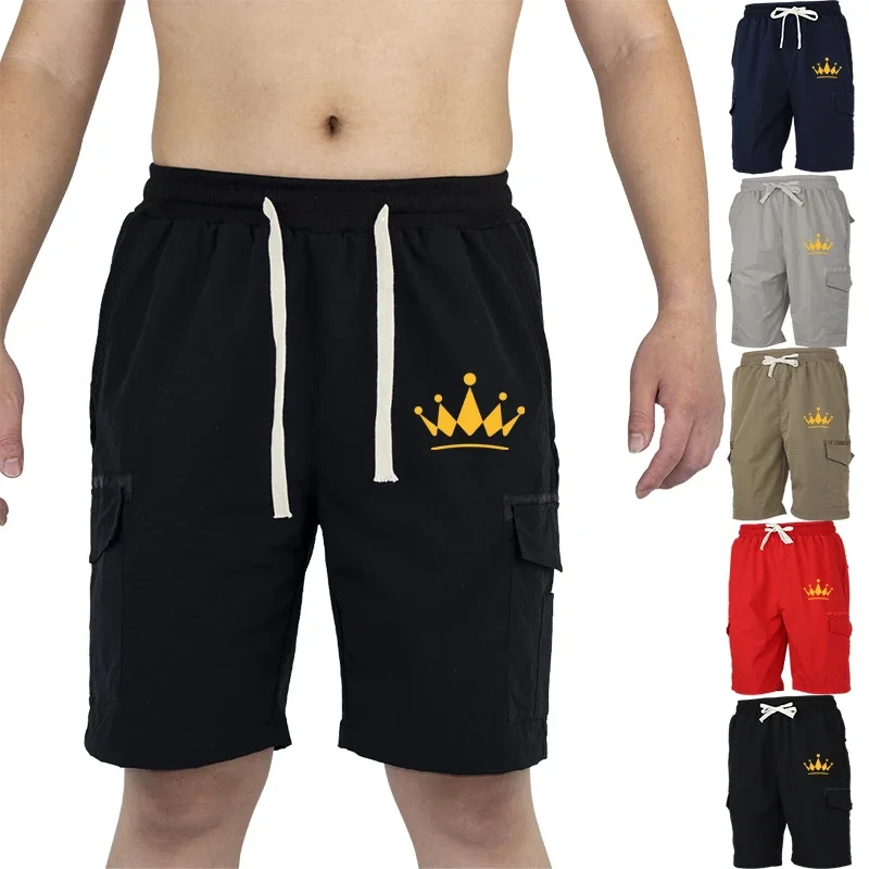 

Printed Cargo Shorts for Men Casual Cotton Breathable Multi-Pocket Design Knee Length Outdoor Streetwear Fashion Pants Hot