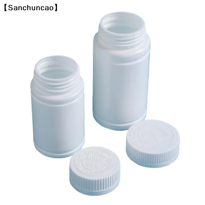 〔San〕10Pcs 20-225ml Pill Vials Tablet Capsule Solid Powder Portable Containers Plastic HDPE White Empty Seal Bottles