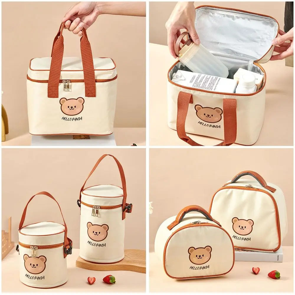 Cute Portable Insulated Lunch Bag Large Capacity Cute Bear Thermal Food Container Bag Waterproof Cooler Bag for Students Adult