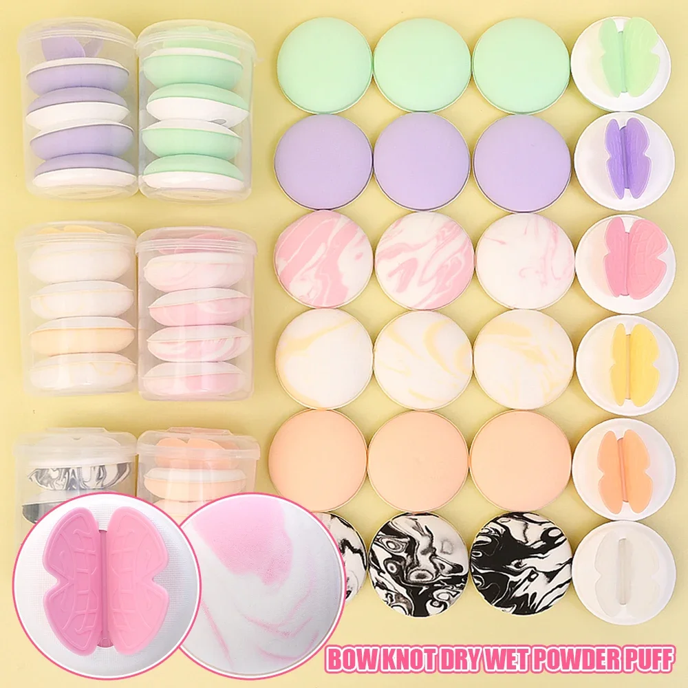 Soft Cotton Butterfly Powder Puff Set Dry Wet Use Makeup Sponge Cushion Puff Foundation Cream Blending Makeup Tools Accessories