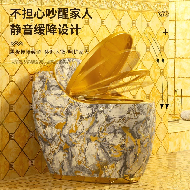 Round toilet gold personalized creative siphon ordinary color toilet oversized pipe