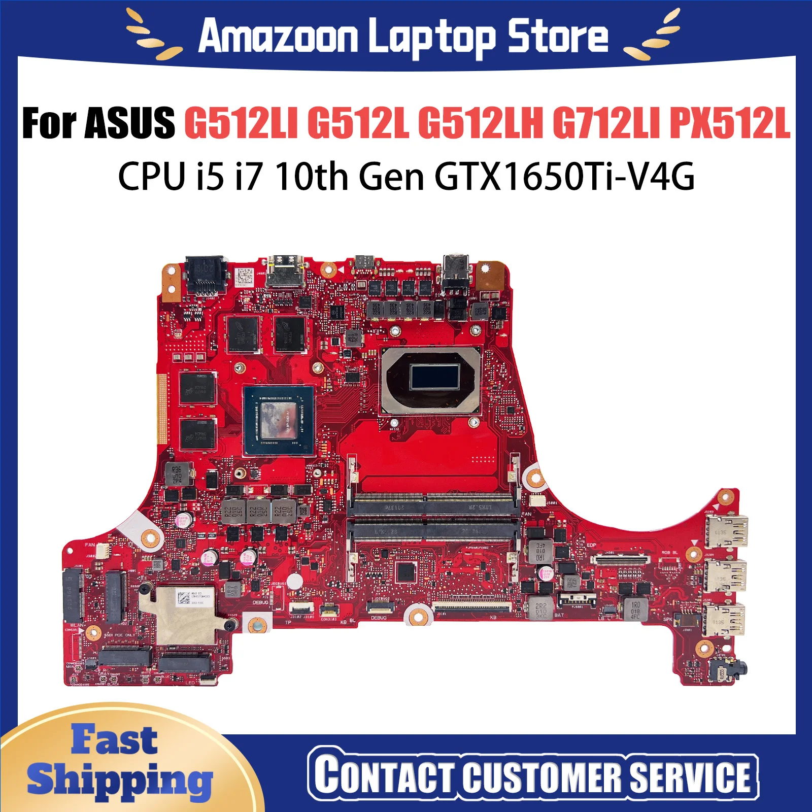 

G512LI Notebook Mainboard For ASUS ROG Strix G512L G512LH G712LI PX512L Laptop Motherboard CPU I5 I7 10th GTX1650Ti/4G DDR4