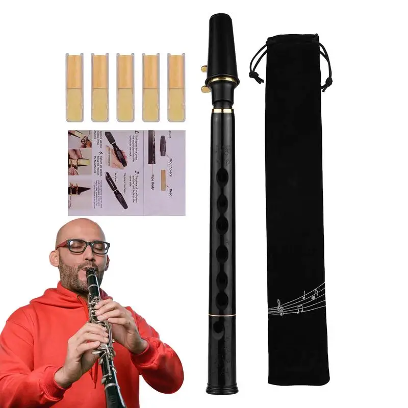 

Travel Sax 8-Hole C Key Little Saxophone Practice Tool For Musicians And Beginners Woodwind Instrument With Reeds And Carrying