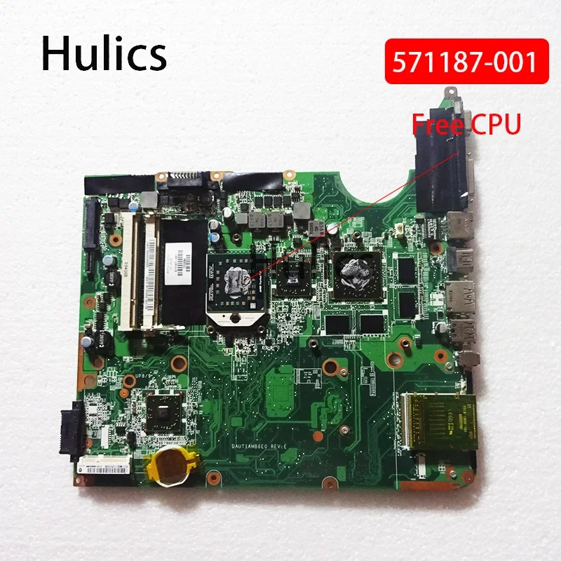 Hulics Used 571187-001 571187-501 Laptop Motherboard For HP Pavillion DV6-2000 HD4650 Notebook Mainboard DAUT1AMB6E0 DDR2