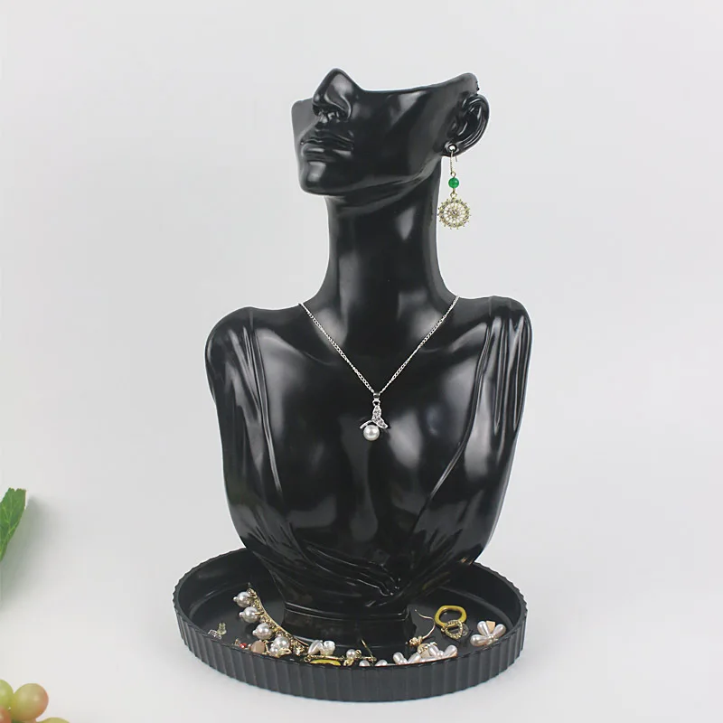 صورة الرقبة قلادة مجوهرات أقراط عارضة أزياء بلاستيكية عرض الرف مثالية لعرض نموذج قلادة قلادة الرقبة #5