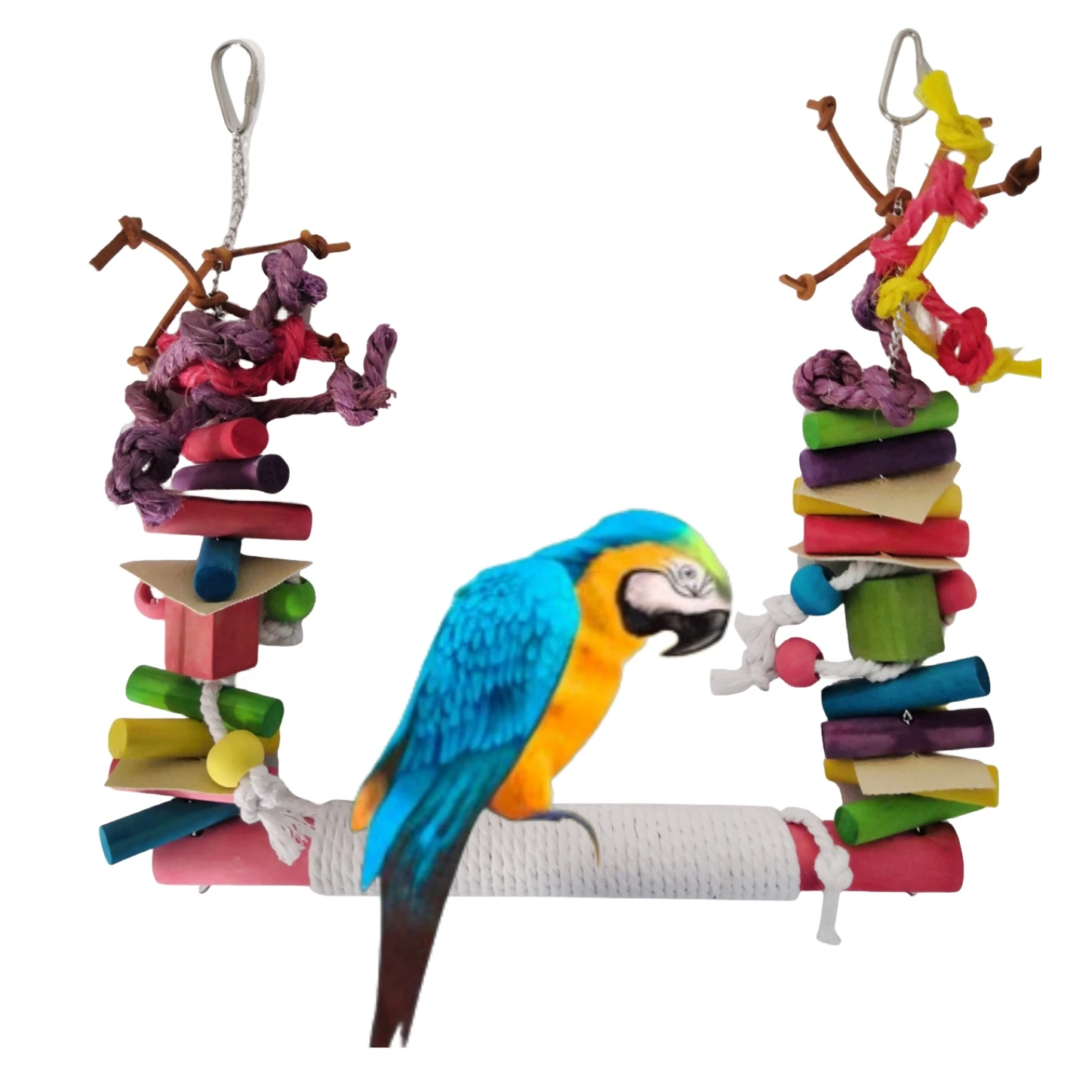 Columpio para pájaros, percha para pájaros, juguete para masticar, loro, juguete para masticar, jaula para pájaros, juguete de entrenamiento colgante, accesorios para soporte para pájaros grandes y medianos