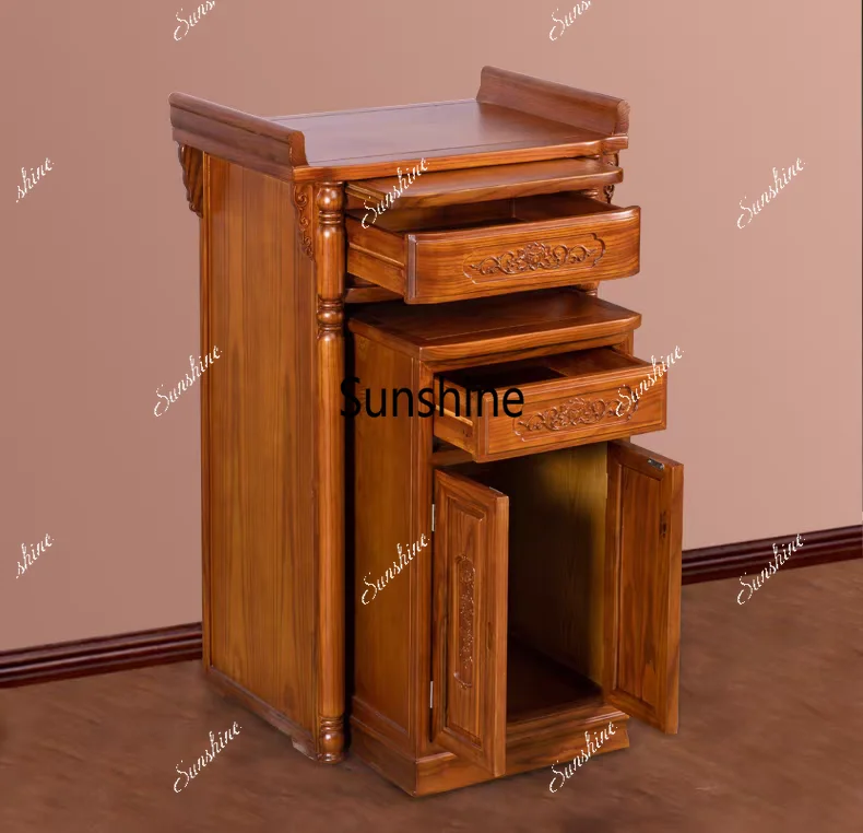 Household modern simple and economical solid wood Buddha table, incense case for table