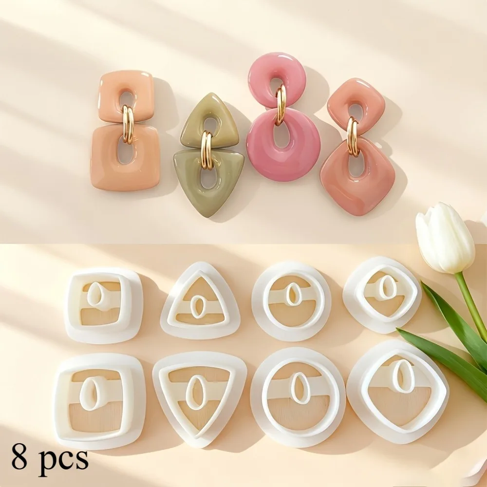 2pcs/set Dainty Short Geometric Polymer Clay Cutters Rectangle Dangles Pottery Clay Boho Skinny Earrings Jewelry Cutting Molds