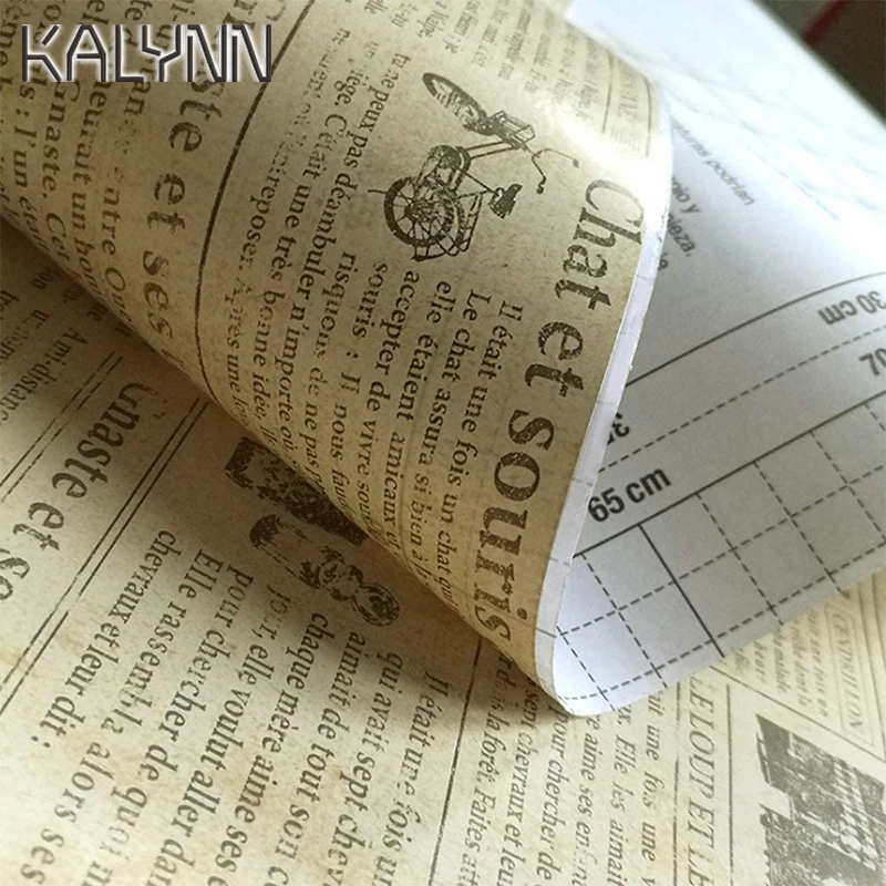صحيفة قديمة ذاتية اللصق خلفية ، ملصقات صناعة يدوية ، بولي كلوريد الفينيل ورقة الاتصال ، خزائن كونترتوب ، جدار ديكور الأثاث ، 10 متر × 45 سنتيمتر #4