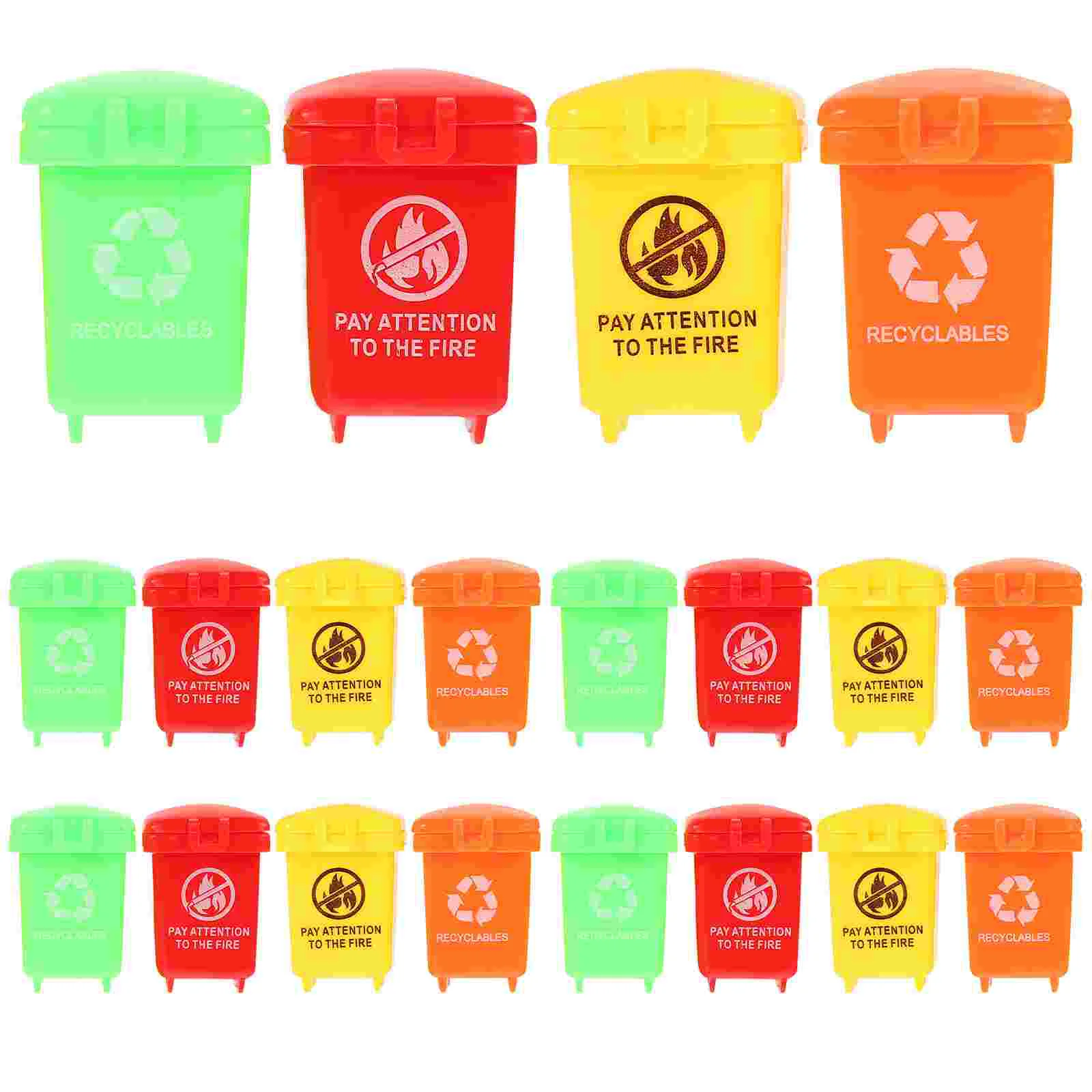 20 Pcs Mini Trash Can Garbage Model Plaything Tiny House Car Miniature Bin Vehicle Plastic Cans Child