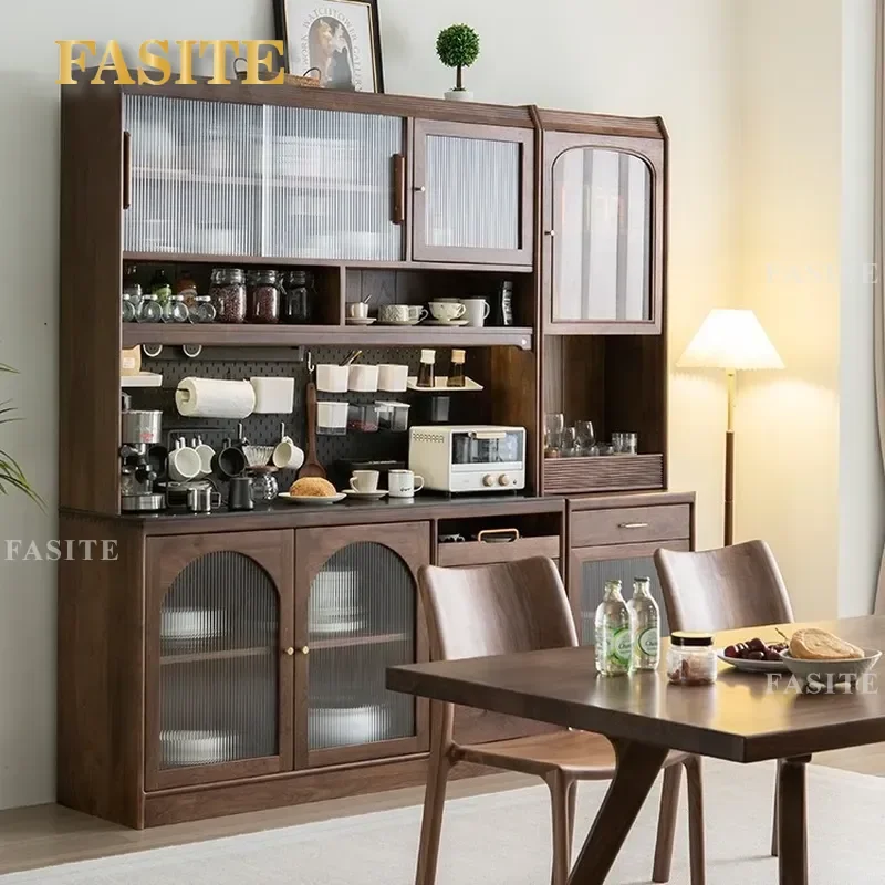 for North American Black Walnut Simple Side Cabinet Solid Wood Slate Locker Living Room Nordic Display Storage Cabinet
