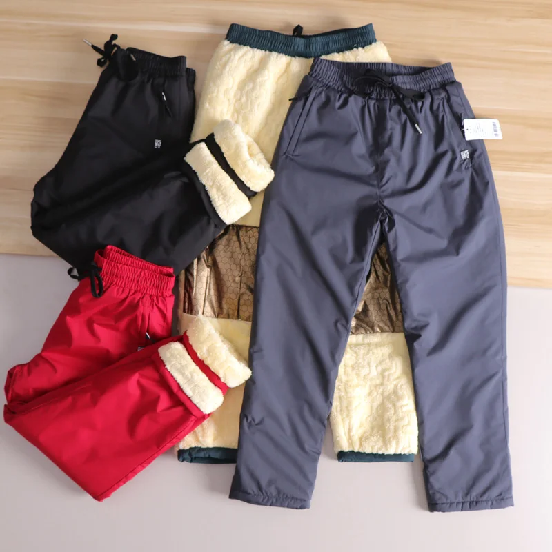 

Thiened aphene Heat Storage Fce Lined Cotton Trousers Winter Outerwear for Couples Knee Pads Water Resistant Large Siz...