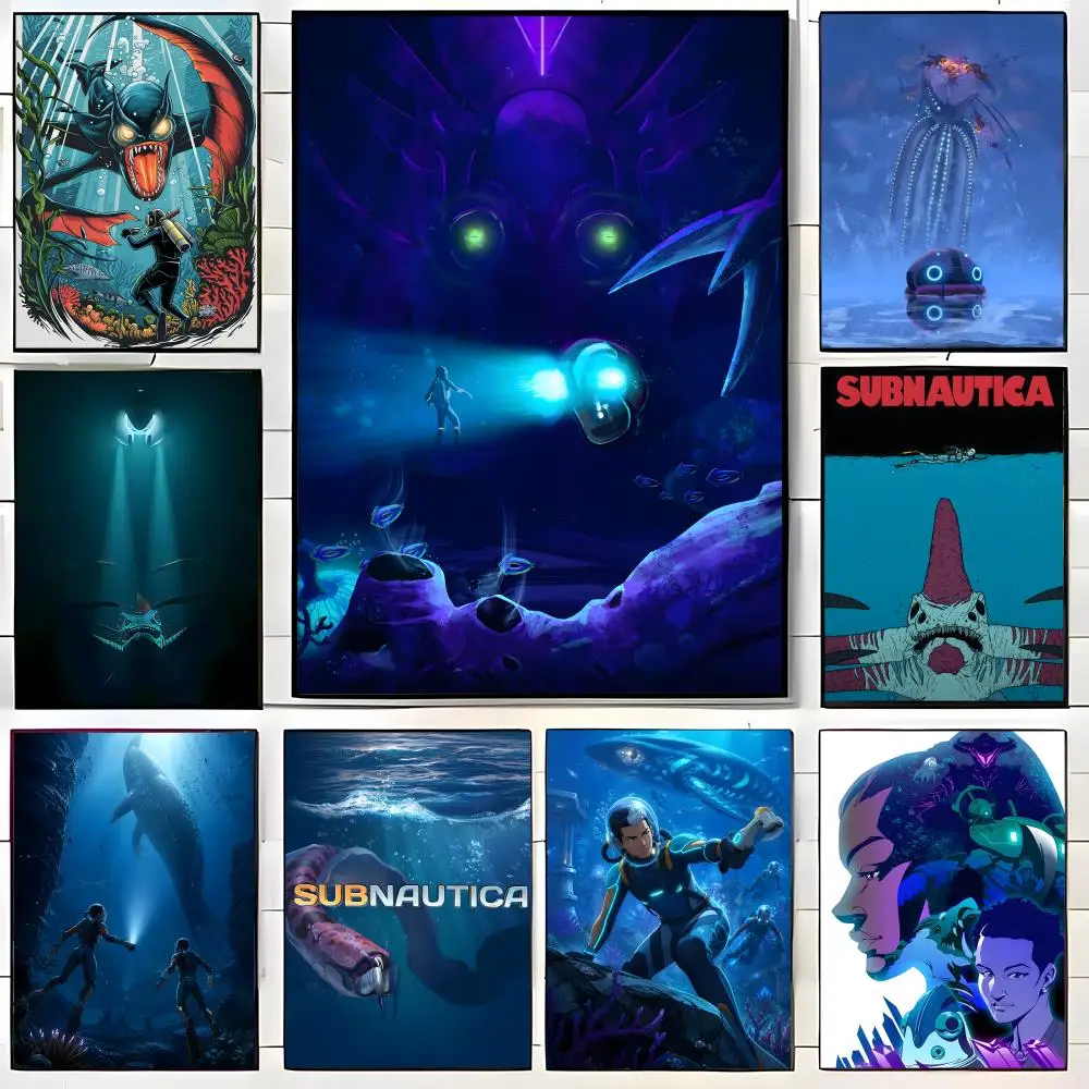 Open World Game S-Subnautica Poster  Self-adhesive Art Waterproof Paper Sticker Coffee House Bar Room Wall Decor