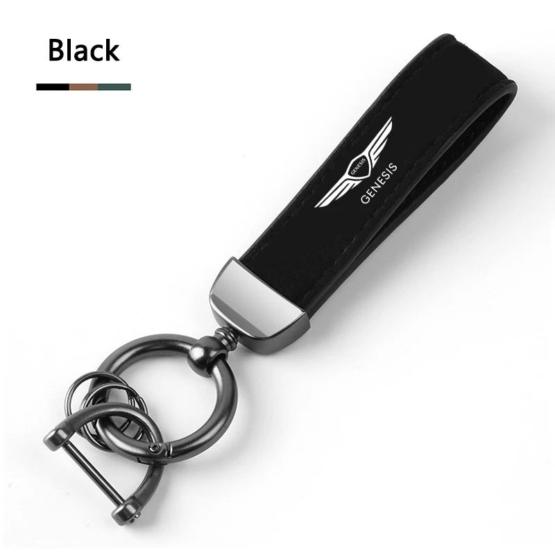 High-End Car Suede Leather Keychain Metal Key Ring For GENESIS Coupe G70 G80 GV60 G90 GV70 GV80 EV BH GV90 Emblem Auto Keychain