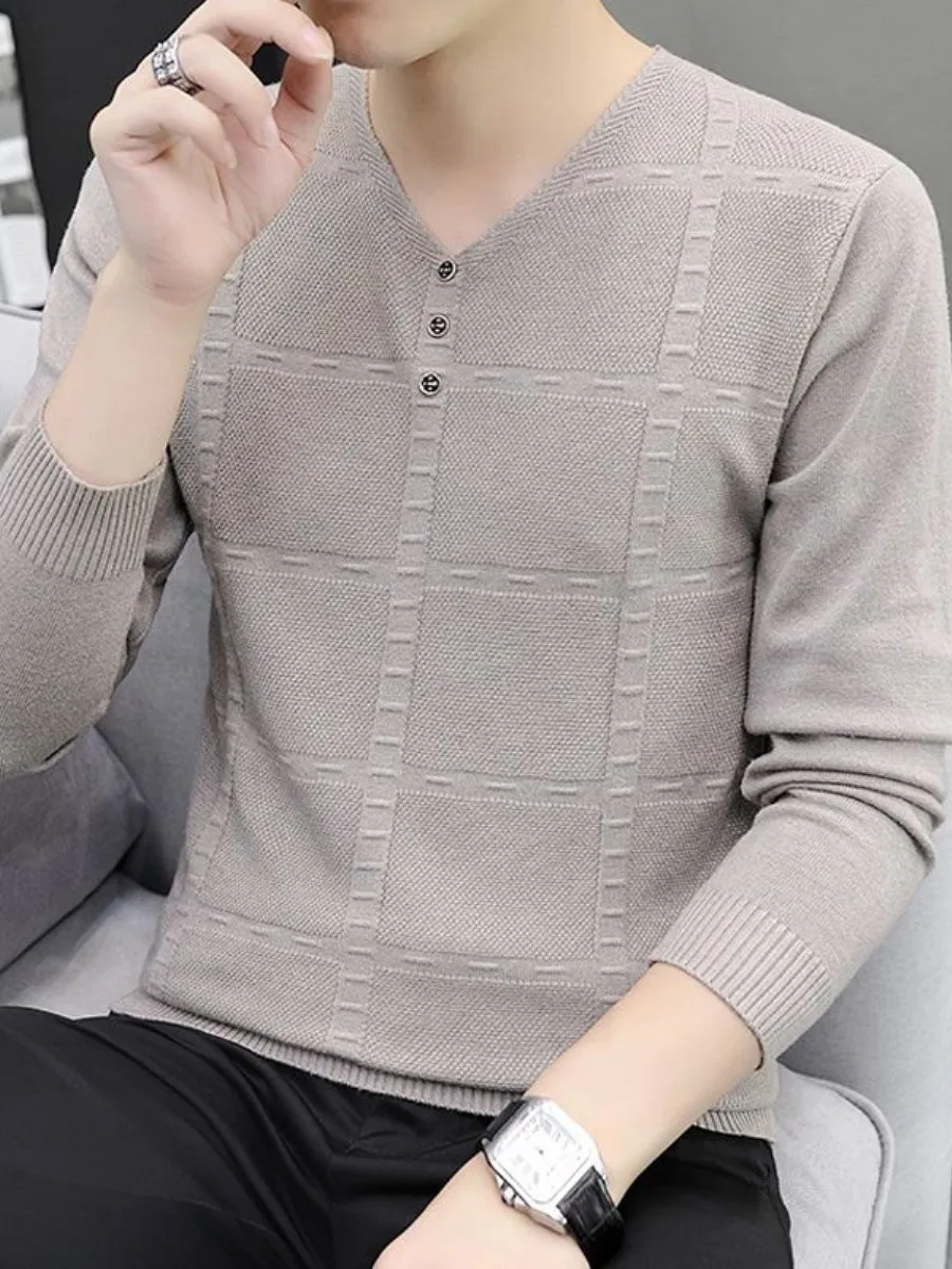 

Мужская футболка с длинным рукавом на весну-осень, тонкий базовый слой, модный вязаный топ, мягкий, удобный, универсальный крой, Ciwalk