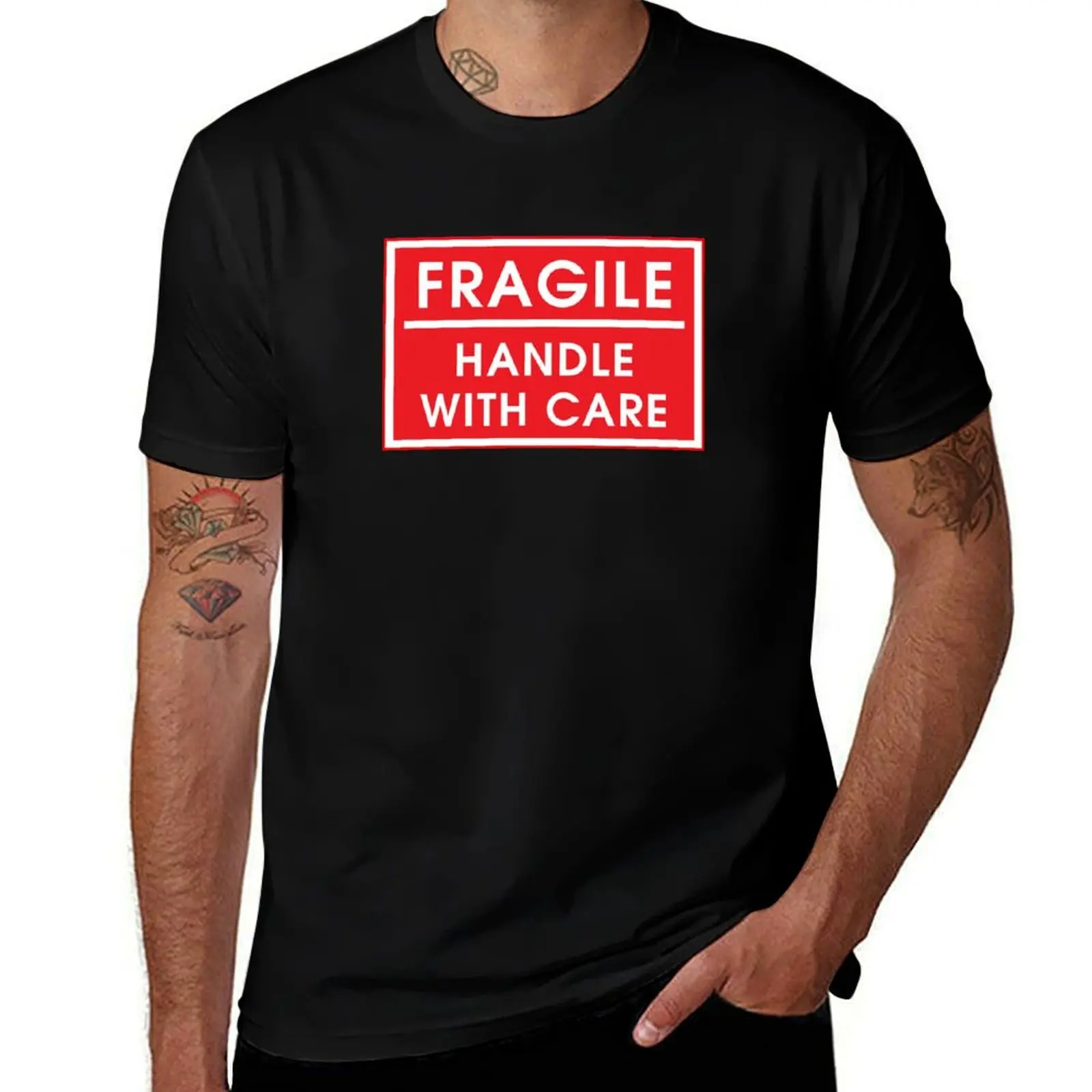 T-shirt Fragile grande taille, couleur unie