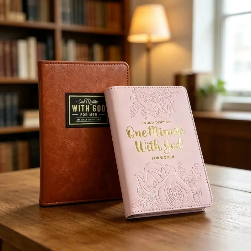 2026 New 2Pcs One Minute with God Spiritual Diary 365 Daily Prayer Notebook PU Leather Diary for Men and Women Christian Gift