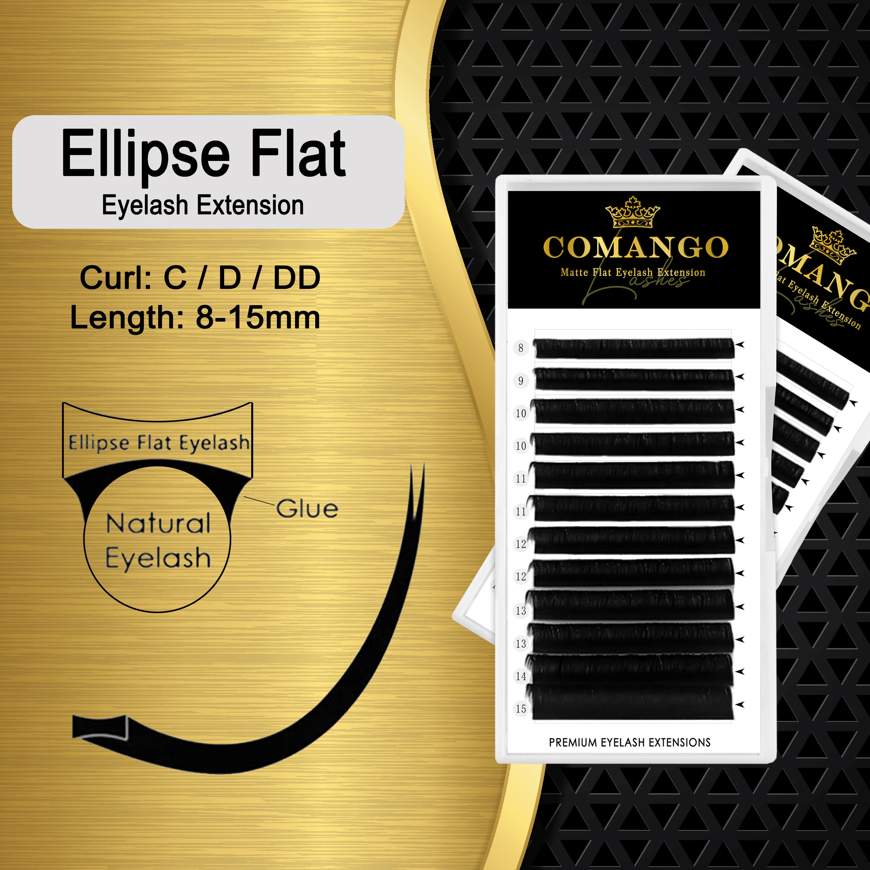 CoMango Firmer Ellipse Flat 0.15/0.2 Individual lashes Extension Split-tips Volume Fans Super Soft Natural False Lash Makeup