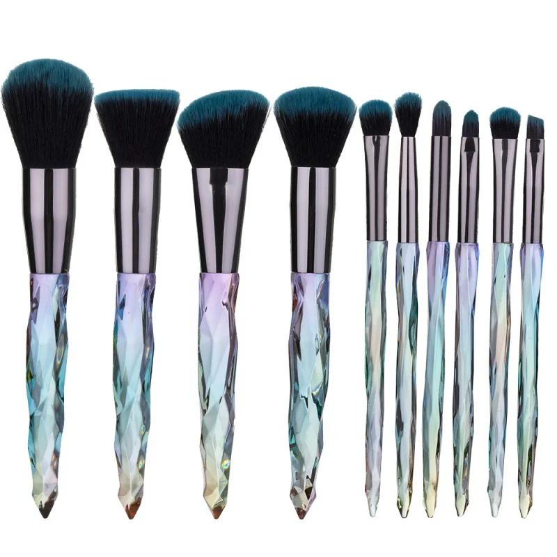 10 Kristall transparenter Griff Make-up Pinsel Rougepinsel Lidschatten Pinsel Make-up Pinsel Set
