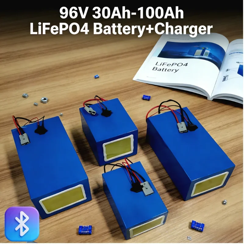 96V 30Ah-100Ah LiFePO4 Battery | Bluetooth-enabled + Smart BMS, 5000W Power for Electric Motors