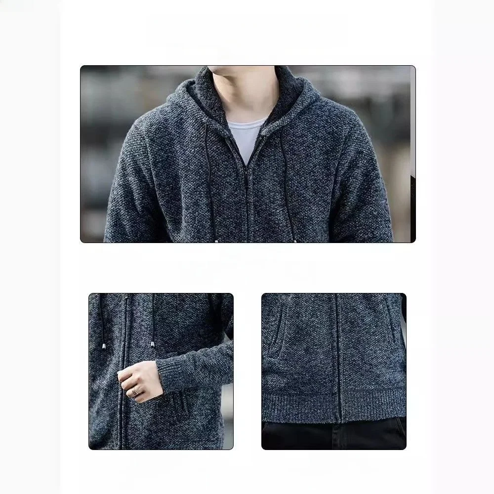 

Men's Knitted Hoodie Jaet Korean Sle Dopane Coat Spring Outerwear Ankela Red Polyester Fiber Nine Points Sve