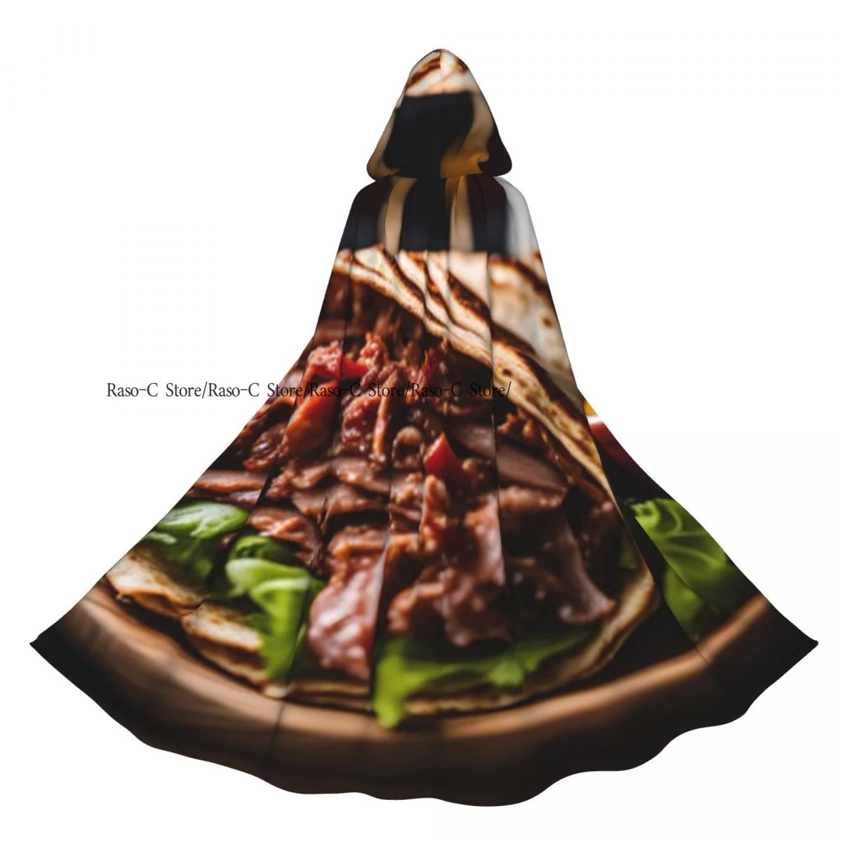 

Meat Lettuce And Sauce Hooded Cloak Polyester Unisex Witch Cape Costume Accessory