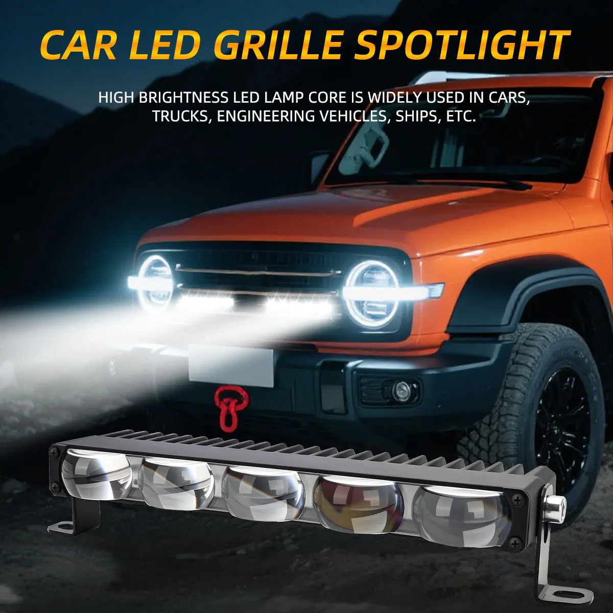 1 unidade de farol de neblina duplo com 1/2/3/4/5 lentes, luz de trabalho LED para grade frontal central de carro, para Jeep, caminhão, SUV, 12-24V