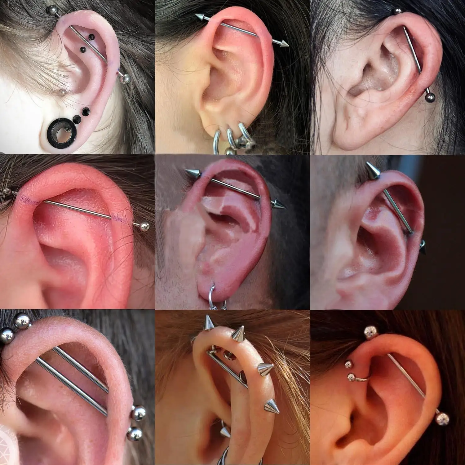 4 Pairs/8PCS 14G Mix Color Stainless Steel Industrial Barbell Cartilage Earring Retainer Body Piercing Jewelry 28-40mm