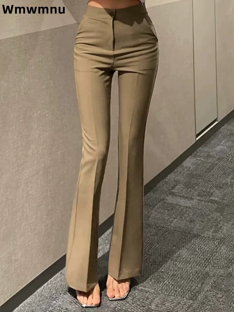 Office New Slim High Waisted Suit Pants Korean Fashion Women's Casual Bootcut Pantalones Wide Leg Straight Elegant Trousers