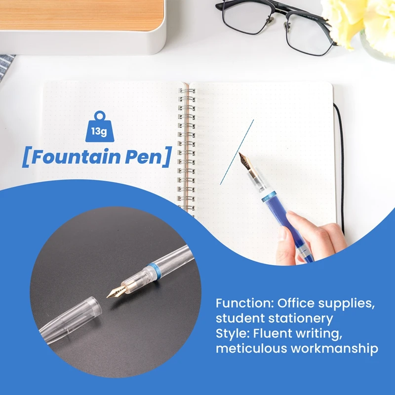 0.5Mm Nib Fountain Pen With Eyedropper High Capacity Transparent Pens Office School Supplies For Student Writing Gifts Stationer