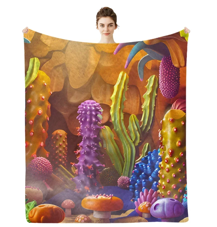 1pc Harvest Cozy Print Soft Blanket For Gift- Birthday Gift, Casual, and Versatile Shawl for Sofa, Living Room, and Outdoor