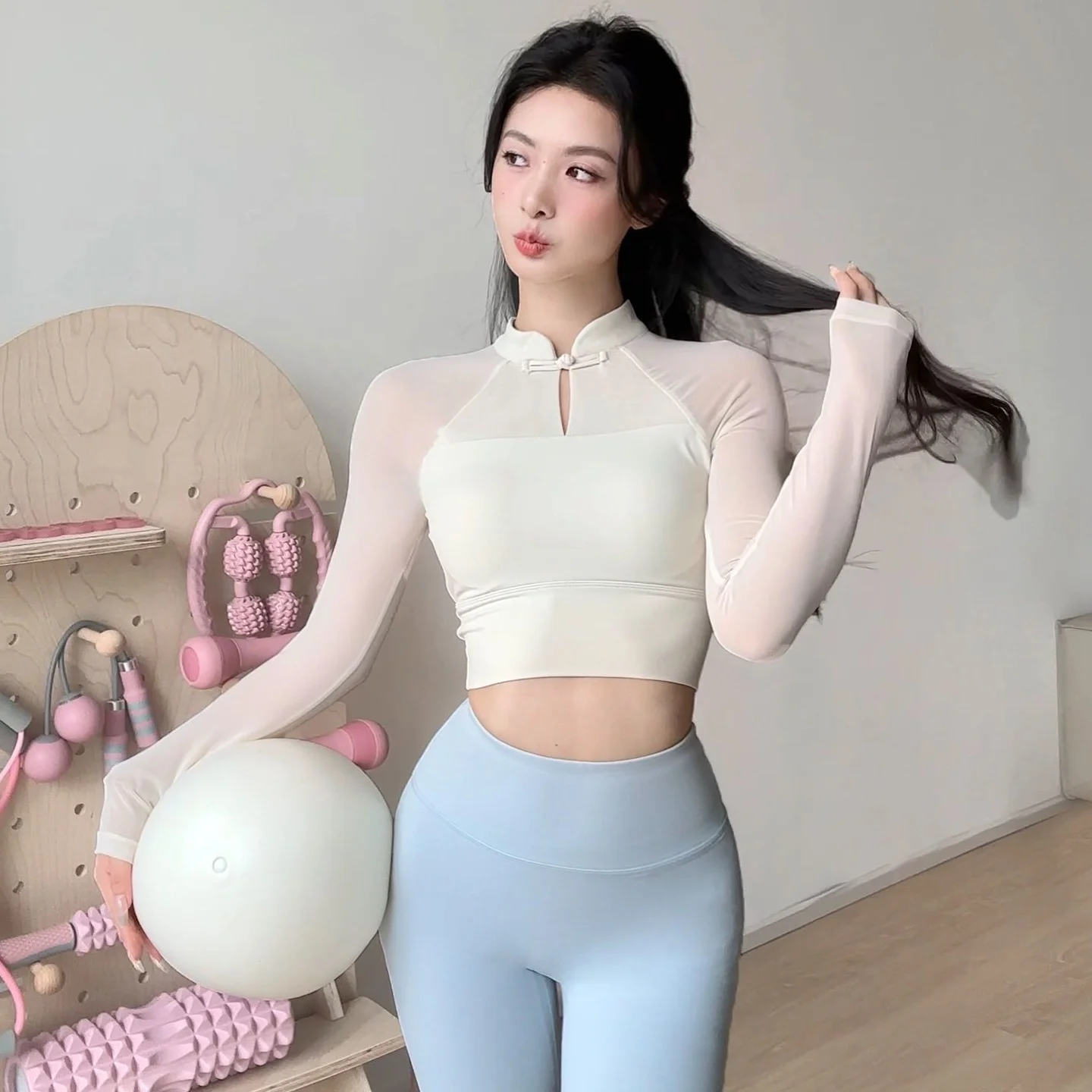 New Chinese Style Pilates Top Women's Yoga Wear with Chest Pad National Style Southeast Asian Cross-Border Sexy Style Thick P...