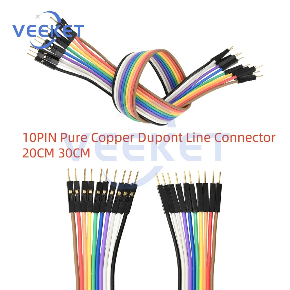 10PIN النحاس النقي دوبونت خط موصل 20 سنتيمتر 30 سنتيمتر أنثى إلى أنثى ذكر إلى ذكر ذكر اللون كابل 2.54 محطة #1