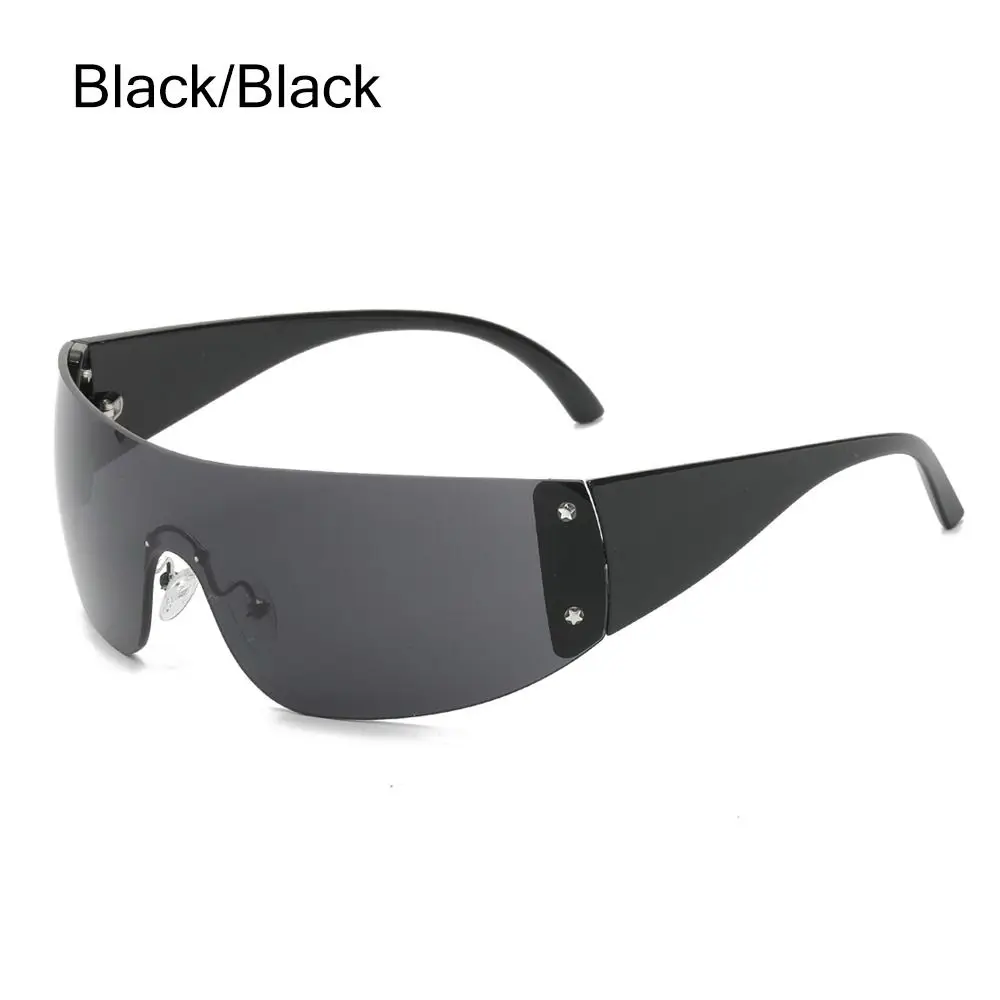 

Trendy 2000's Eyewear Oversized Rimless Star Y2K Sunglasses Goggles Shades One Piece Sun Glasses