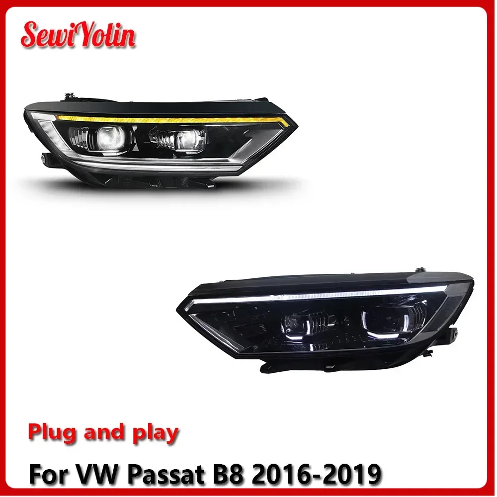 

Автомобильные светодиодные фары в сборе для VW Passat B8 2016-2022, автоматические противотуманные фары DRL, стоп-сигнал поворота Plug and Play