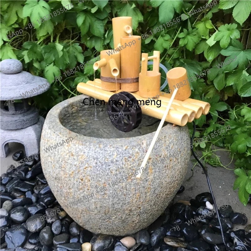 

Flowing water outdoor courtyard landscaping Flowing water ornament stone tank Japanese water bowl