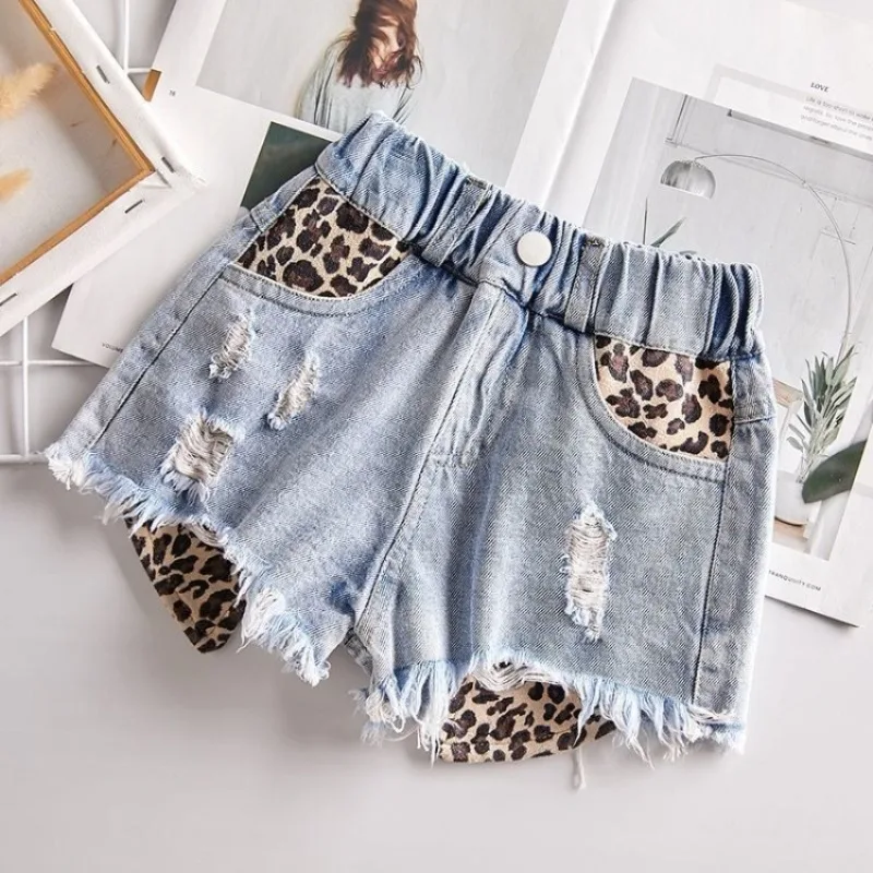 Kids' Ripped Denim Shorts Korean Style 2026 New Summer Trendy Mid Length Hot Shorts