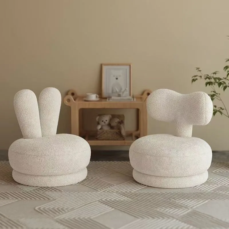 Sofá de terciopelo de cordero para el hogar, silla simple y pequeña para sala de estar, taburete giratorio para celebridades de internet, muebles bonitos para niños