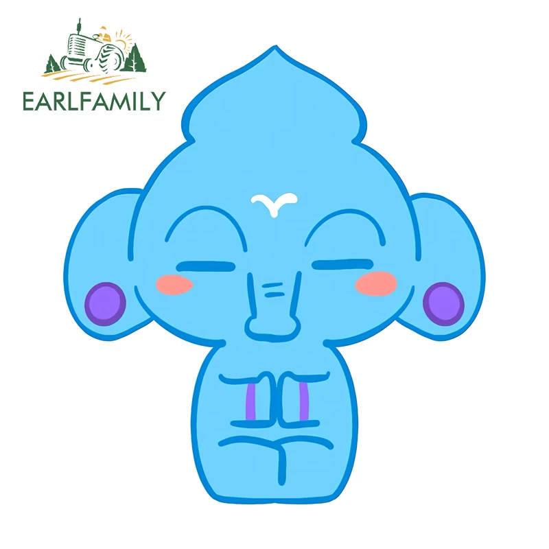 EARLFAMILY Blue Ganapati Cute Cartoon Car Stickers Interesting Graphics Design Computer Case Desk Decals High Quality Car Decor