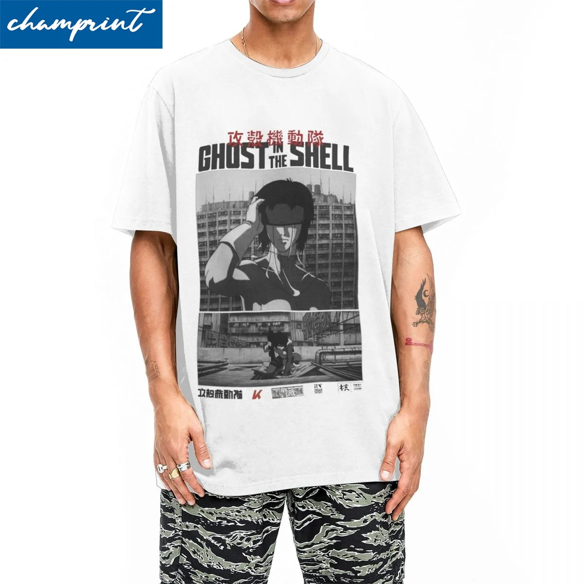 Men Women Ghost In The Shell T Shirt Major Motoko Kusanagi Pure Cotton Tops Leisure Short Sleeve Round Neck Tees Classic T-Shirt