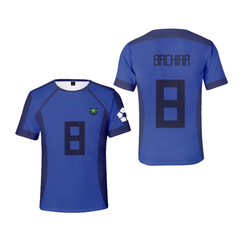 Anime BLAU SCHLOSS Cosplay Kostüm Meguru Bachira Isagi Yoichi Chigiri Hyoma Kurzarm T-Shirt Fußball Fußball Jersey Uniform