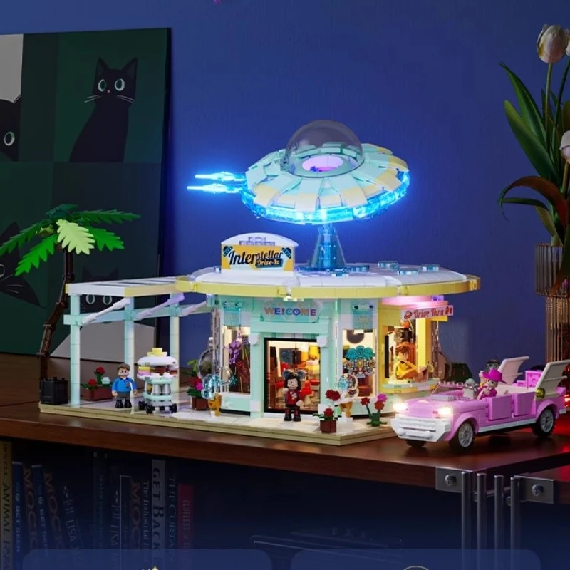 جديد Lumibricks رحلة الطريق سلسلة اللبنات UFO سيارة مطعم الشارع المشهد تجميع نموذج اللعب جمع هدية للأطفال #1